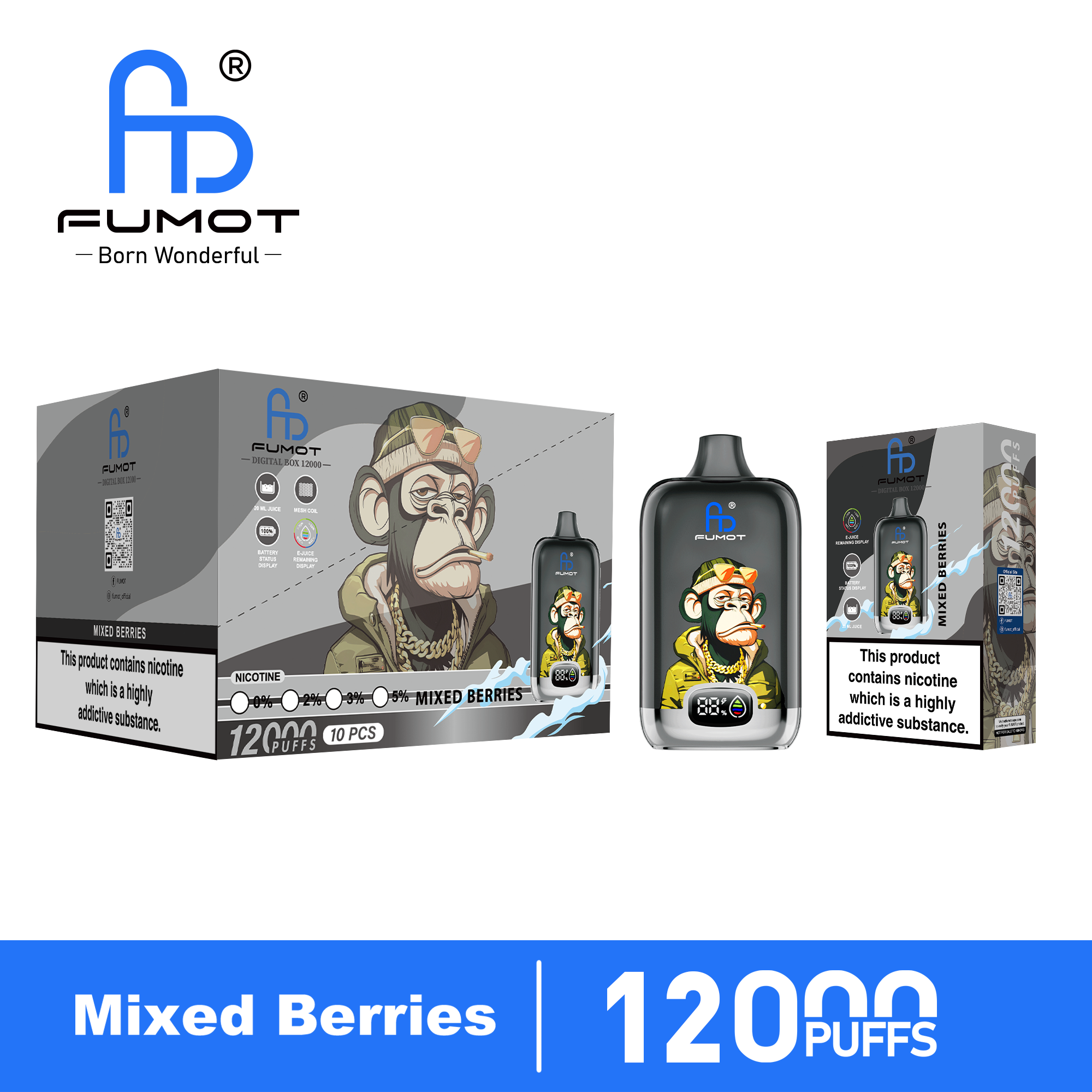 Fumot digital-box-12k-puffs-2%-6.99€/pcs（10 pcs/box） - Ibvape