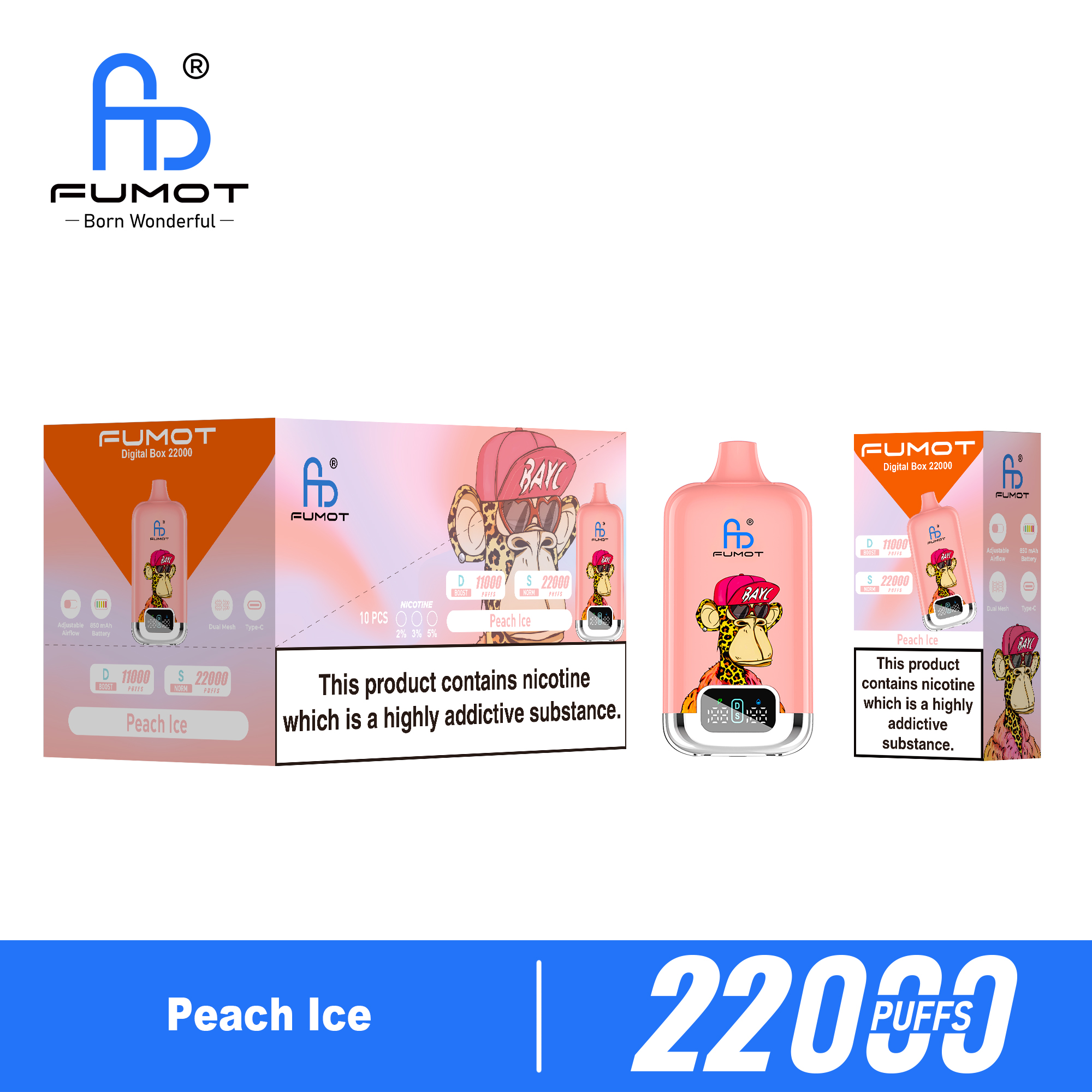 Fumot Digital Box 22k-puffs-2%-7.69€/pcs（10 pcs/box） - Ibvape
