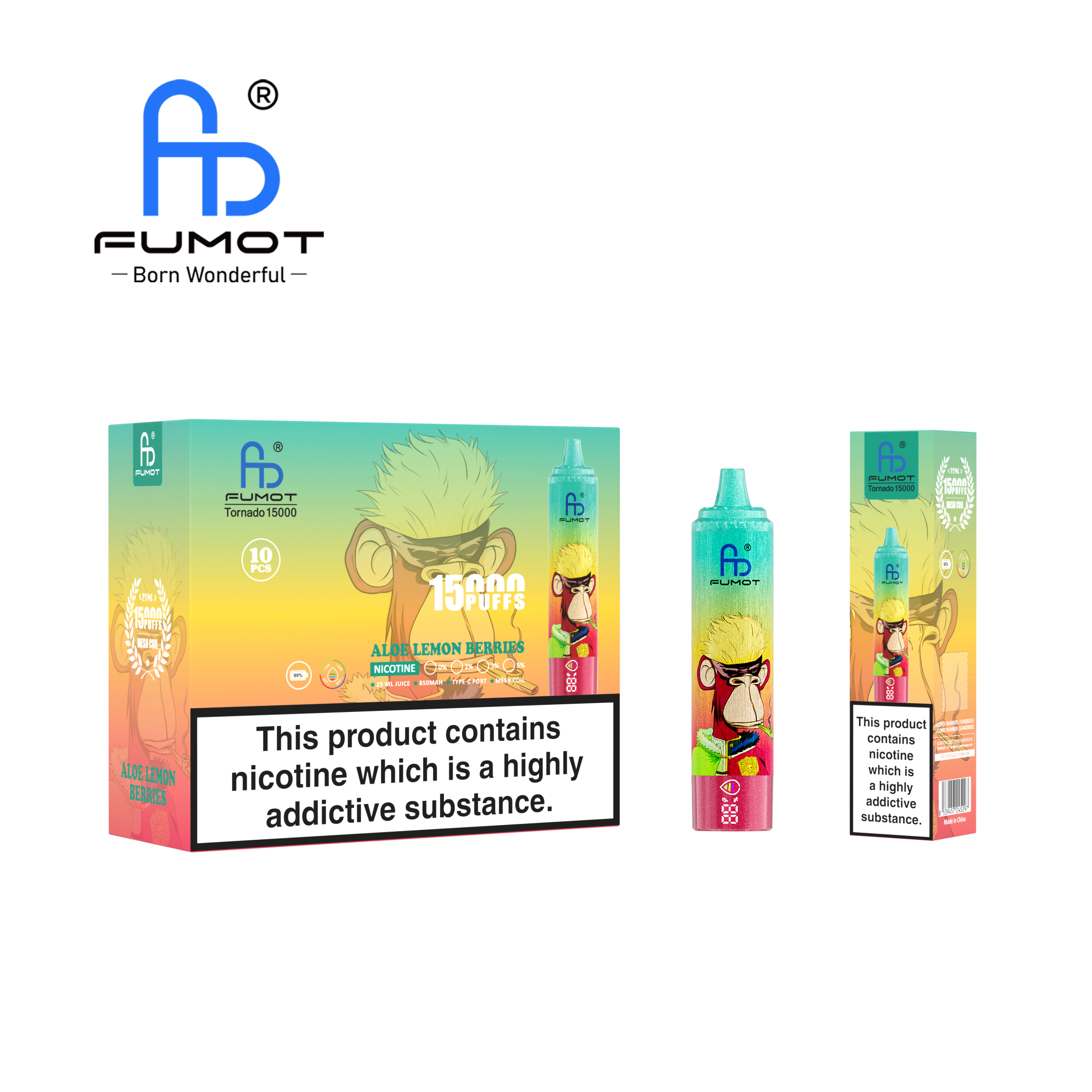 Fumot Tornado 15k-puffs-2%-7.29€/pcs（10 pcs/box） - Ibvape
