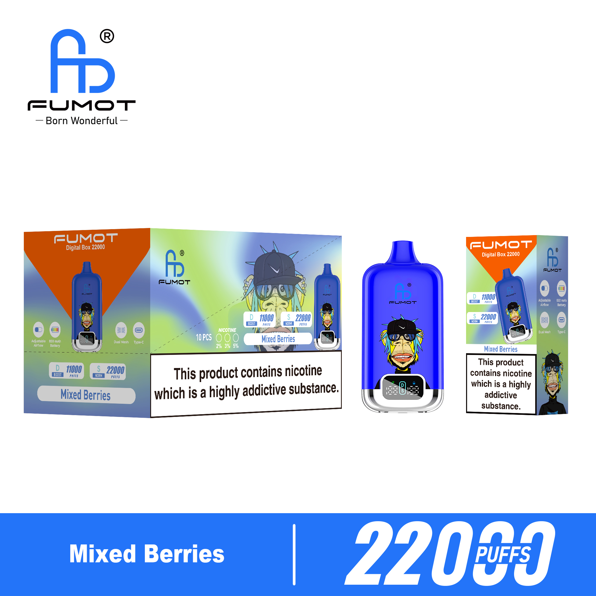 Fumot Digital Box 22k-puffs-2%-7.69€/pcs（10 pcs/box） - Ibvape